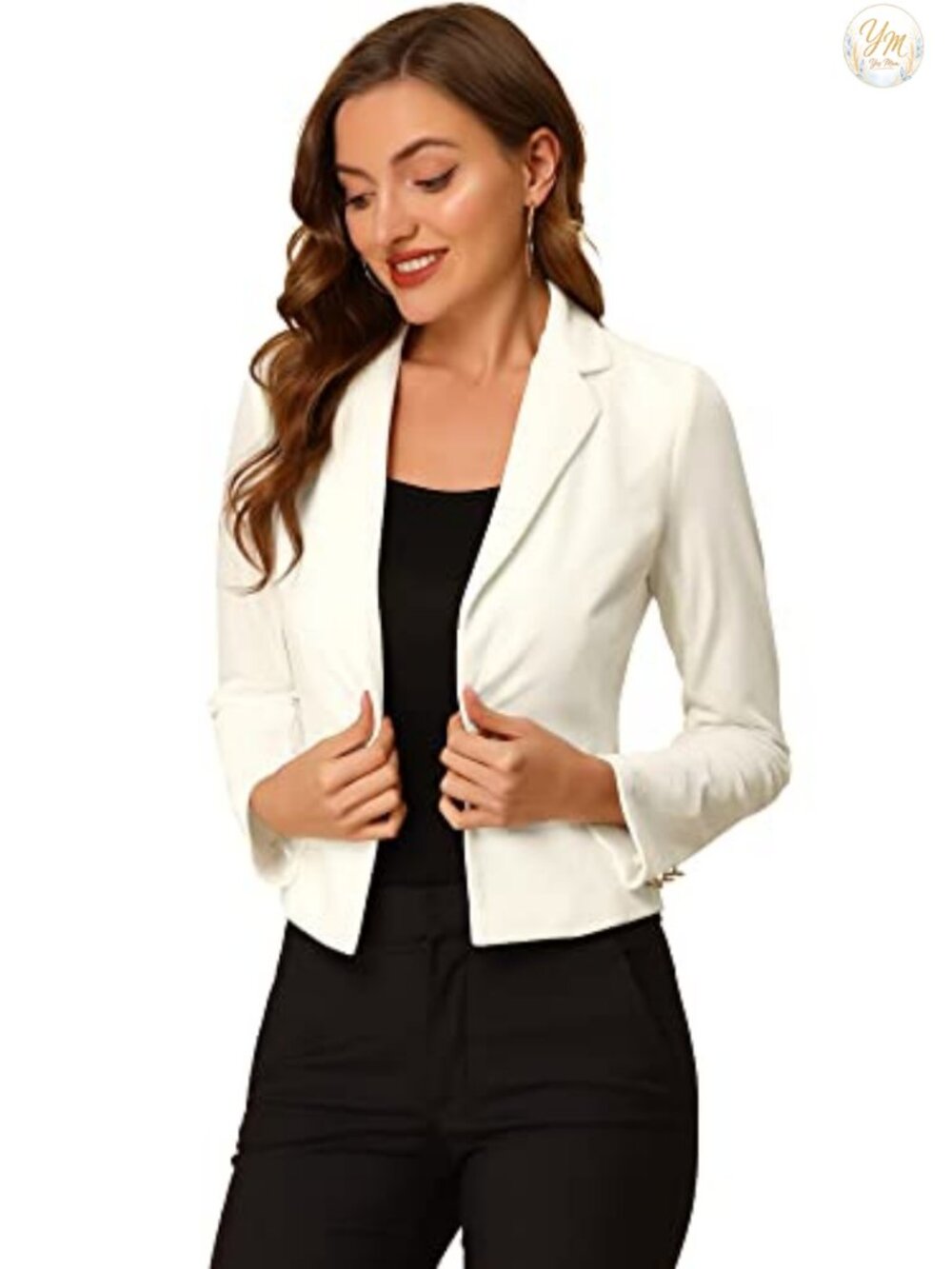 Allegra K Women Velvet Lapel Business Office Christmas Crop Blazer, Buttons